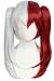 Linfairy Straight Cosplay Wig Halloween Costume Half Red Sliver Wig for Women with Two Ponytail