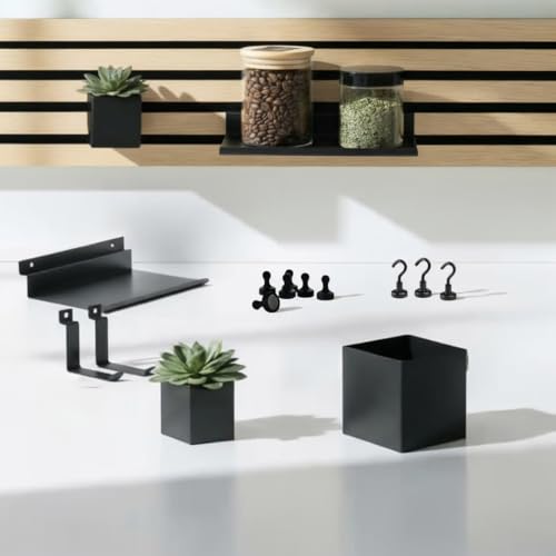 Steinmine - Designmanufaktur Zubehör-Set, Ablagen und Wandbehälter für Wandorganizer & Akustikpaneelen für DIY Wandregal für Büro, Küche & Mehr (Zubehör Set für Wandorganizer ' Freigeist'')