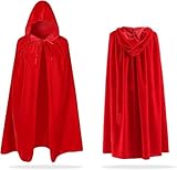 Teufel Kostüm Herren Rotkäppchen Umhang, Mittelalter Cosplay Umhang Rot, Gothic Stil Cape Kostüm Für Karneval Festivals Und Buch Tag Feiern, Unisex Verkleidung Mit Rottönen