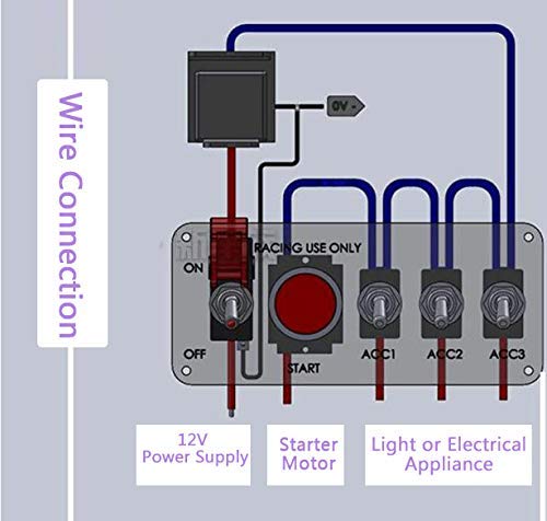 Iglobalbuy 12V Racing Car Engine Start Push Button Ignition Switch Panel 5 In 1 Led Toggle Switch #TOP5