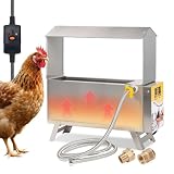 Svauoumu Beheizbare Hühnertränke,ühner Tränke Winter, Heizung für Automatische HHühnertränke 9 Liter Edelstahl,Hühnertränke, Tränkenwärmer Hühner mit Thermostat für Enten, Gänse, Tauben