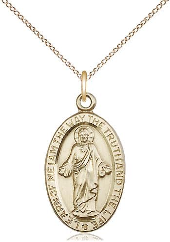 14kt Gold Filled Scapular Pendant on a 24 inch Gold Filled Light Curb Chain.