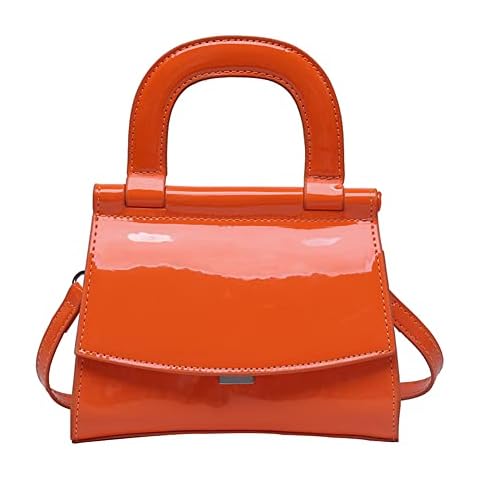 Tngan Women PU Evening Clutch Patent Leather Handbag Fashion Candy Color Shoulder Bag Crossbody, Orange, L Cover
