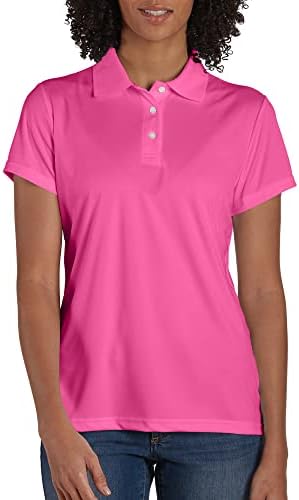 Hanes Sport Women's Cool DRI Performance Polo,Wow Pink,Large