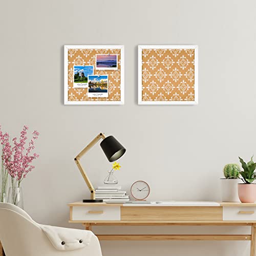 Aitakatta Decorative Cork Board For Walls, Square Bulletin Board With Floral Print, White Framed Pin Board Vision Board For Office School Bedroom And Dorm Room With Pins, Screws(3030,1Pc) #TOP3
