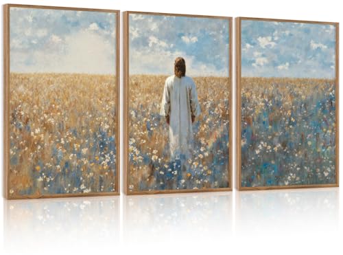 CHDITB Inspirational Jesus Framed Canvas Wall Art Set, Christian Spiritual Wall Decor, Modern Divine Artwork Painting, Vintage Religious Art Prints for Living Room Bedroom Church Decoration 16"x24"x3 by CHDITB - Used condition - US$26.99