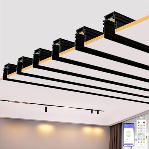 Hengsense 6 Pack Magnetic Track Lighting Rails, 4-Wire Recessed Aluminum Rail for LED Track Light System, Flush Mount 24V Low Voltage Adjustable Track for Ceiling (39.4inch/3.3ft),ETL Certified by Hengsense - Used condition - US$271.94