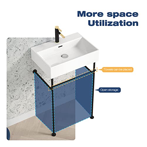 Meje #381-24" Bathroom Vessel Sink,3 Installation Ways,Console Sink, Above Counter Vessel And Wall Hung Vessel Sink, White #TOP7