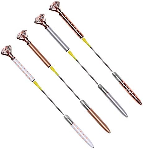Eyourlife 4 PCS Crystal Diamond Pens, Rose Gold Metal Ballpoint Pen with 4 Ballpoint Pen Refills