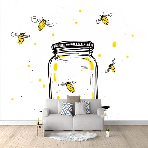 3D Photo Wallpaper Simple Hand Drawn Fireflies 144" x 100" Living Room Wall Mural, Modern Panoramic Wall Tapestry, Large Mural Bedroom Eco-Friendly Wallpaper Decor