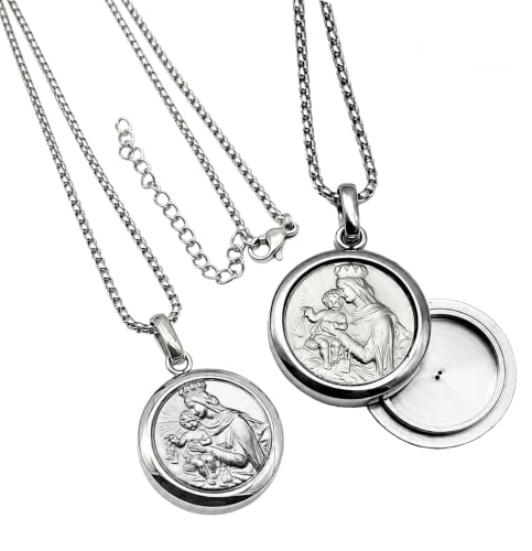 Colgante medalla Virgen del Carmen plata ley collar para cenizas y recuerdos