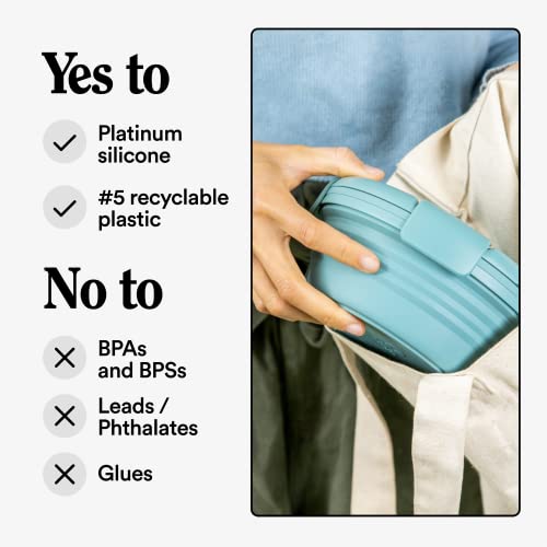 Stojo Collapsible Bowl - Eucalyptus, 36Oz - Reusable Silicone Bowl For Hot And Cold Food - Perfect For Travel, Meal Prep, To-Go Lunch, Camping & Hiking - Microwave & Dishwasher Safe #TOP4