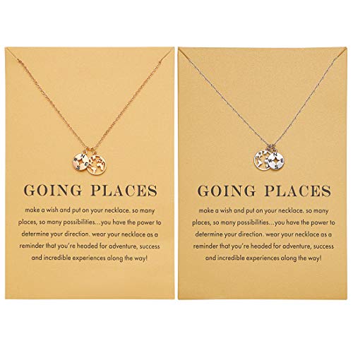 Zealmer Women 18K Gold Plated Worldmap Compass Pendant BFF Necklaces for 2 by Zealmer - Used condition - US$9.07