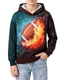 DISAUR Boys Clothes Football Graphic Pullover Long Sleeve Brown 11-12 Years