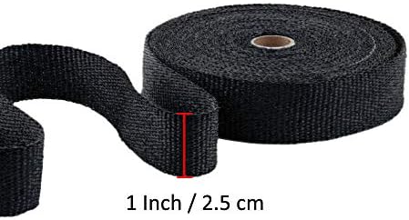 ETOPARS 2.5CM X 5M Fiberglass Roll Black Racing Exhaust Heat Header Pipe Wrap Tape Shield Sleeve Thermal Protection 6 Locking Ties Car Motorcycle