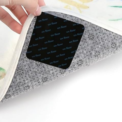 HFengQ 12 PCS Grippers of Rug Pad, Non-Slip Carpet Gripper for Hardwood Floors and Tile, Double Sided Reusable Under Rug Carpet Tape Stickers, Rug Anti Slip Grips for Area Rugs, Non Slip Rug Pads Cover