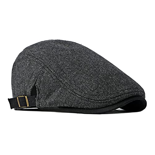 besbomig Boinas Hombre Gorras Plana Vintage Boina Sombrero - Gorra de Vendedor de Periódicos Newsboy Flat Cap Ajustable 55-60cm Boina Gorra Inglesa Casquillo Otoño e Invierno