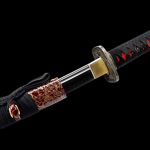fengze Handmade Samurai Sword, 40 inch 1060/1095/ Folded Steel, T10, high Carbon Steel, Damascus Steel, Forged Samurai Sword, Full Tang Dynasty, Clay Tempered… - Thumbnail 5