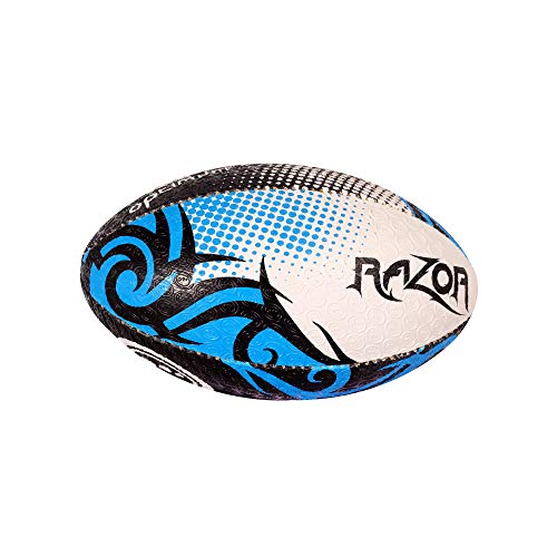 OPTIMUM Mens Razor Rugby Ball, Black/Blue, Midi