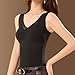 HGps8w Thermal Underwear Tank Tops for Women with Built in Bra, Seamless Stretch V Neck Sleeveless Casual Baselayer Blouse
