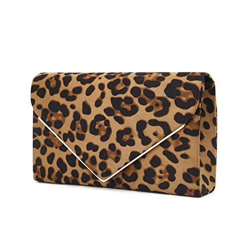 Charming Tailor Faux Suede Clutch Bag Elegant Metal Binding Evening Purse For Wedding/Prom/Black-Tie Events (Leopard) #TOP1