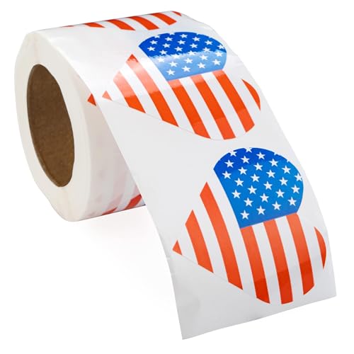 250 American Flag Heart Stickers -Patriotic Decals for Events, Celebrations, and Decorations -