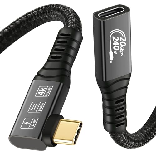 CHENLENIC 90 Degree USB C 3.2 Extension Cable 20Gbps, USBC 3.2 Gen2 Typec Male to Female Extender Cable Ultra 4K@60Hz 240W Charging 20Gbps Data Transfer with SSD eGPU (90 Degree Extension 20G 240W-5M) by CHENLENIC - Image 9