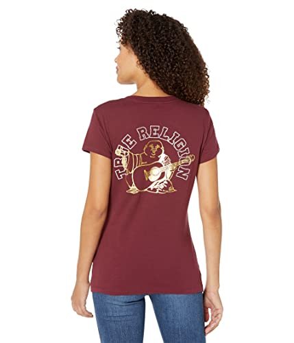 True Religion Women's Foil Buddha Slim V-Neck Tee #TOP10