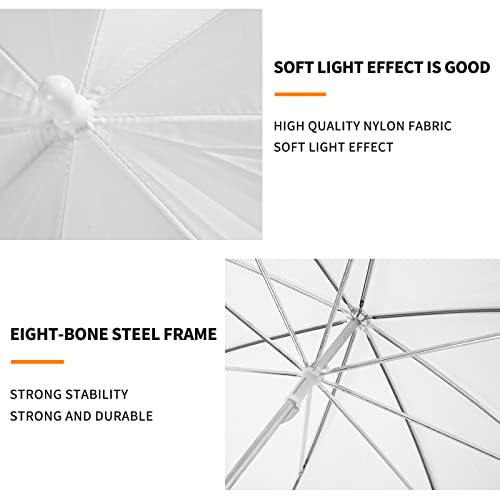 2 Pack Photography Umbrella Lighting Kit, 2* 43Inch Translucent White Soft Umbrella For Studio/Outdoor Photo And Video Lighting Accessories (2 Pack (2X 43 White)) #TOP4