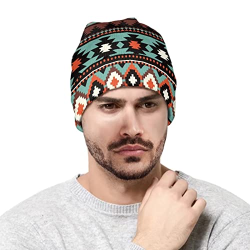 Afpanqz Men's Retro Style Beanie Aztec Graphics Beanie Knit Hats Stretchy Knit Cuffed Beanie Skull Cap For Mens Womens Winter Warm Watch Hat Lightweight Beanie Cap #TOP2