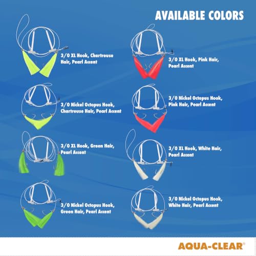 Aqua-Clear Hi-Lo Pearl Accent Hair Teaser Rig, Anzuelo Octopus de Níquel 3/0, Línea Mono de 40 lb, para Flounder, Fluke, Sea Trout y Croaker miniatura 5