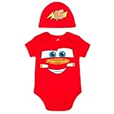 Disney Cars Lightning McQueen Newborn Baby Boys Cosplay Bodysuit and Hat Set Logo Newborn