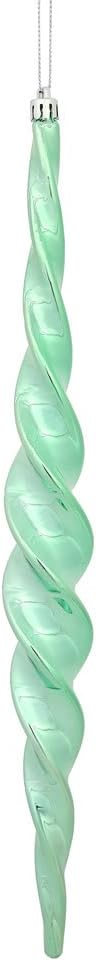 Vickerman 477434-14.6" Seafoam Shiny Spiral Icicle Christmas Tree Ornament (2 pack) (N175144D)
