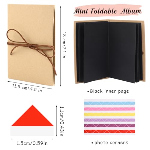5 Inch Fotoalbum Klein, 17.5x11.5cm Schwarz Kleines Fotobuch zum Selbstgestalten,16-fach(34 Seiten) DIY Scrapbook Memory Book, Kann als Abschluss Geschenk,Hochzeit,Valentinstag,Weihnachten