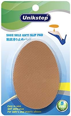 Unikstep 5 Pairs Shoe Sole Anti Slip Grips, Non Skid Self Adhesive Rubber Pads, Shoe Bottom and Heel Noise Reduction Stickers and Protectors (Khaki)