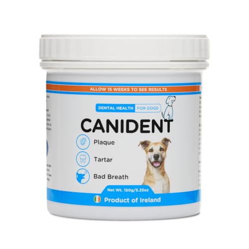 Canident Seaweed Dental Supplement for Dogs Natural Plaque and Tartar Control Bad Breath Eliminator 150g Plastic Tub