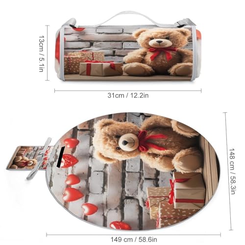 Couverture de pique-nique ronde imperméable pliable et tapis de plage - 4