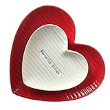 Assiette à Dîner, Vaisselle, Style Européen, Forme de Coeur, Couple Amoureux Assiette Bol Plat (Rouge et Blanc)