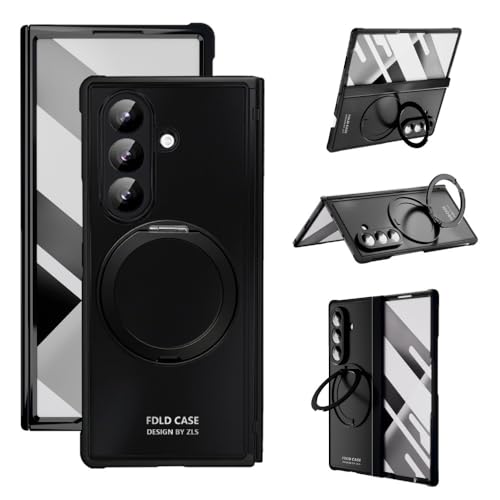 Coque Samsung Galaxy Z Fold 7 rigide en silicone noir avec support et film avant