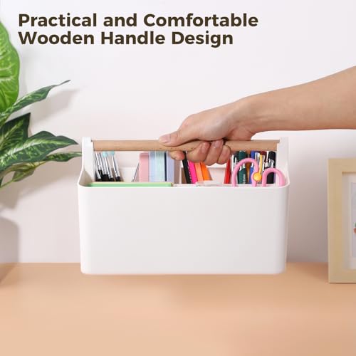 Image of Lnrueg 3 PCS Craft Caddies with Handle,9.8'' x 7.1'' x 5.9'' Caddy Organizer With Handle, Divided Baskets for Pencil Caddy、marker caddy、art bin, Diaper Organizer Caddy with Detachable Dividers