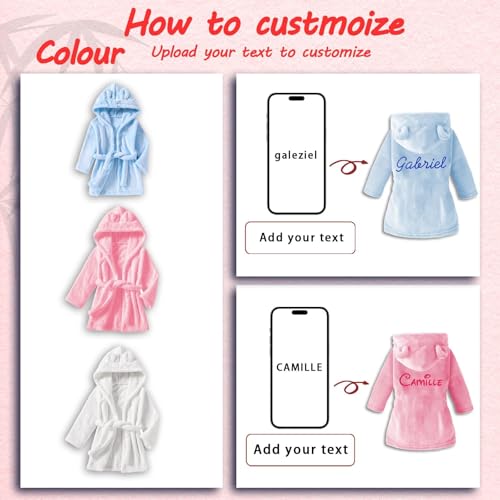 Personalized Baby Bathrobe -Baby Robe Hooded Bath Robe Towel Pajamas-Custom Personalized Embroidered Kid's Name3