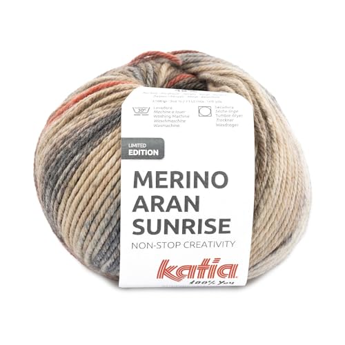 MERINO ARAN SUNRISE de Katia en pelotes de 100g et 155m. (Brun pâ...