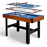 Hathaway BG1131M Triad 3-in-1 48-in Multi Game Table with Pool, Glide Hockey, and Table Tennis for Family Game Rooms