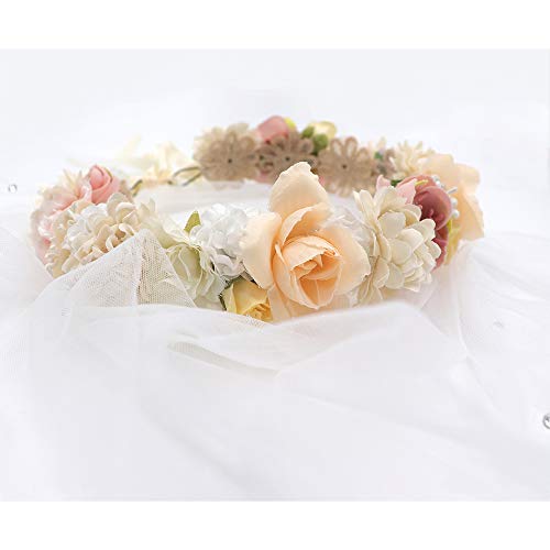 Yulips Bridal Shower Sash & Veil & Flower Crown Set - Rose Gold Bride To Be Sash, Flower Crown, Bachelorette Party Veil - Bridal Shower Hen Party Wedding Accessories Party Favors (Rose Gold) #TOP3