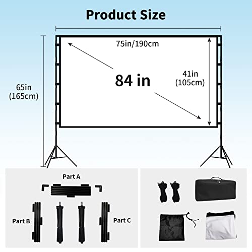 Projector Screen with Stand Portable Projection Screen lejiada 16:9 4K HD Projections Movies Screen with Carry Bag for Indoor Outdoor Home Theater Backyard Cinema Travel