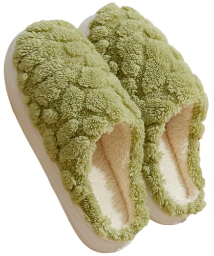 Women Slippers Solid Color Fuzzy Slippers Soft Plush Winter Thick-soled Anti-skid Warm-keep House Shoes Cotton Slippers