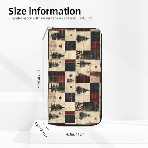 Christmas Tree Plaid Print Wallet Women, Leather Bifold Multi Card Wallet, Long Purse Women's Wallets2