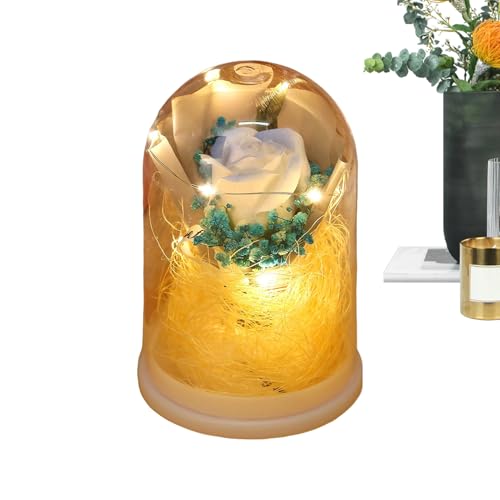 a Flores | Ramo De Rosas En Glacial | Flores Duraderas Con E Iluminación - Para Su Mamá Abuela Hermana Hija Esposa Y Novia San Valentín Cumpleaños Navidad