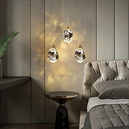 Lámpara colgante de cristal de lujo y cobre para isla de cocina elegante 6