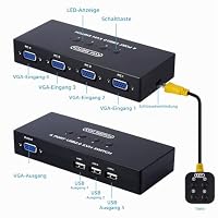 VGA KVM Switch mit 4 KVM Kabeln, 4 Port Umschalter für 4PC Sharing 1 Video Monitor, Tastatur, Maus, Drucker, Scanner – Ansicht 2